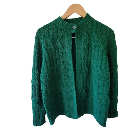 Objectives Vintage Green Shaw Cardigan Sweater‎ LARGE - Picture 3 of 7